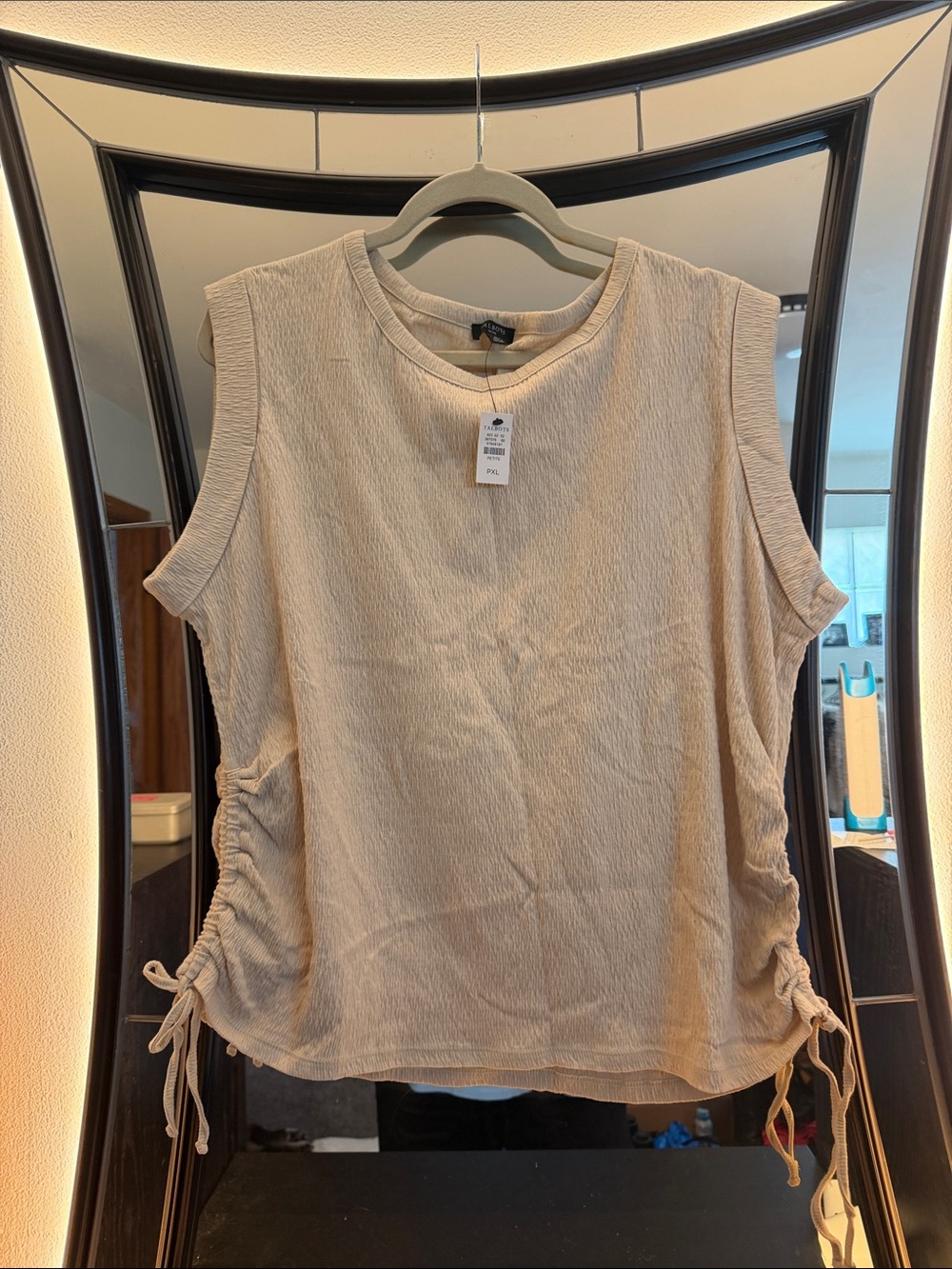 Talbots NWT Cream Textured Sleeveless Shell Top Women's